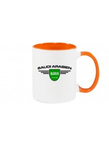 Kaffeepott Saudi Arabien, Wappen, Land, Länder, orange