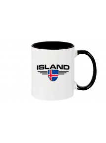 Kaffeepott Island, Wappen, Land, Länder, schwarz