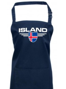 Kochschürze, Island, Wappen, Land, Länder, navy