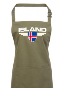 Kochschürze, Island, Wappen, Land, Länder, olive