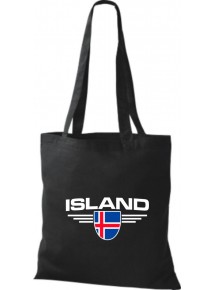 Stoffbeutel Island, Wappen, Land, Länder, schwarz