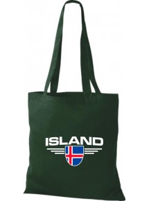 Stoffbeutel Island, Wappen, Land, Länder, grün