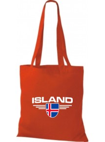 Stoffbeutel Island, Wappen, Land, Länder, rot