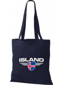 Stoffbeutel Island, Wappen, Land, Länder, navy
