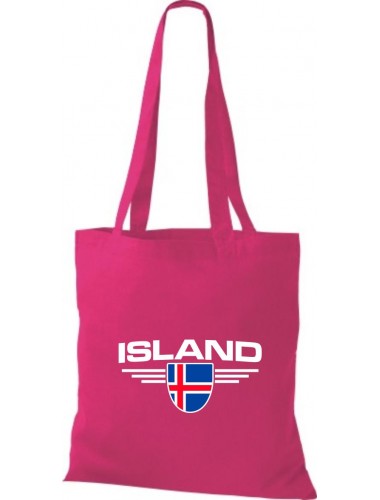 Stoffbeutel Island, Wappen, Land, Länder, pink
