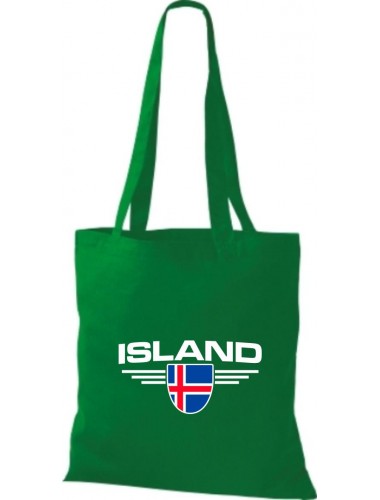 Stoffbeutel Island, Wappen, Land, Länder, kelly