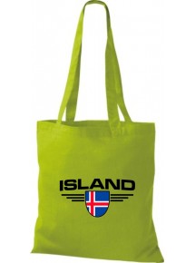 Stoffbeutel Island, Wappen, Land, Länder, kiwi