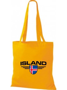 Stoffbeutel Island, Wappen, Land, Länder, gelb