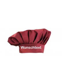 Kochmütze Kopfbedeckung mit Wunschtext o Wunschnamen, cherry