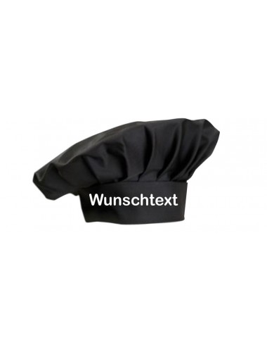 Koch Mütze mit Wunschtext bedruckt Namen Großküche, schwarz