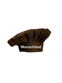 Koch Mütze mit Wunschtext bedruckt Namen Großküche, toffee