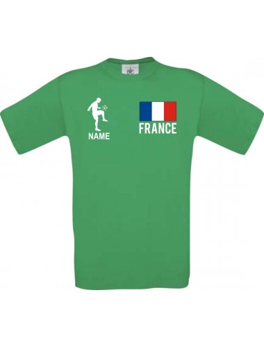 Kinder-Shirt Fussballshirt France Frankreich mit Ihrem Wunschnamen bedruckt, kellygreen, 104