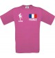Kinder-Shirt Fussballshirt France Frankreich mit Ihrem Wunschnamen bedruckt, pink, 104