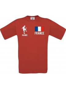 Kinder-Shirt Fussballshirt France Frankreich mit Ihrem Wunschnamen bedruckt, rot, 104