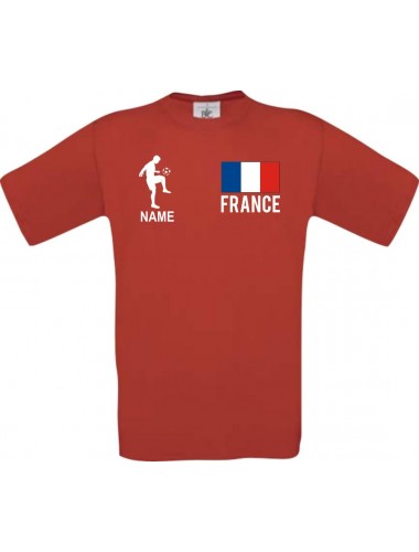 Kinder-Shirt Fussballshirt France Frankreich mit Ihrem Wunschnamen bedruckt, rot, 104