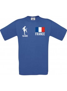 Kinder-Shirt Fussballshirt France Frankreich mit Ihrem Wunschnamen bedruckt, royalblau, 104