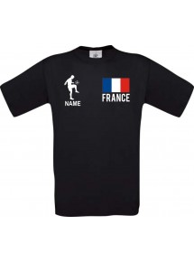 Kinder-Shirt Fussballshirt France Frankreich mit Ihrem Wunschnamen bedruckt, schwarz, 104