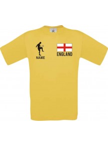 Kinder-Shirt Fussballshirt England mit Ihrem Wunschnamen bedruckt, gelb, 104