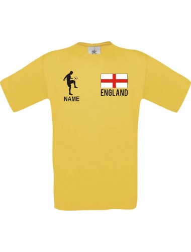Kinder-Shirt Fussballshirt England mit Ihrem Wunschnamen bedruckt, gelb, 104