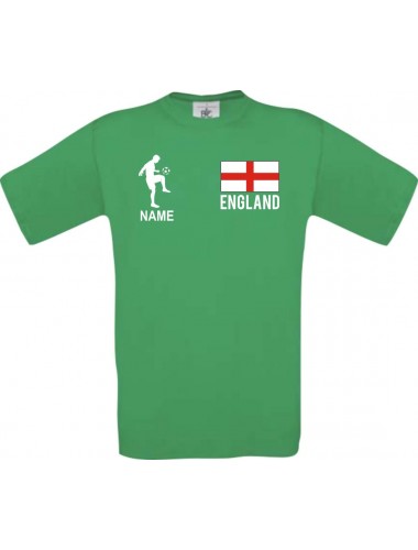 Kinder-Shirt Fussballshirt England mit Ihrem Wunschnamen bedruckt, kellygreen, 104