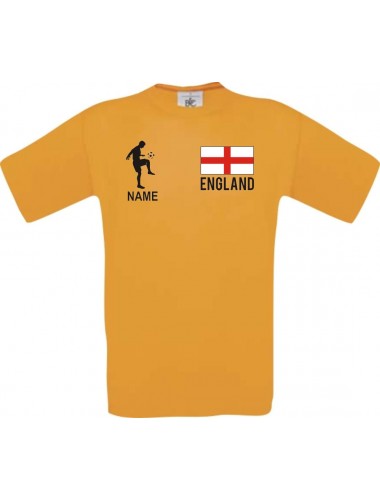 Kinder-Shirt Fussballshirt England mit Ihrem Wunschnamen bedruckt, orange, 104