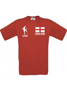 Kinder-Shirt Fussballshirt England mit Ihrem Wunschnamen bedruckt, rot, 104