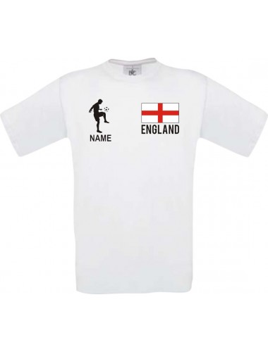 Kinder-Shirt Fussballshirt England mit Ihrem Wunschnamen bedruckt, weiss, 104