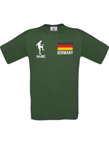 Kinder-Shirt Fussballshirt Germany Deutschland mit Ihrem Wunschnamen bedruckt, dunkelgruen, 104