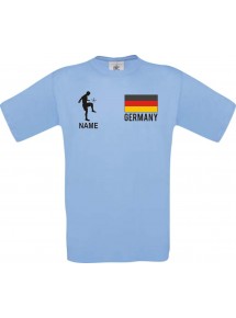 Kinder-Shirt Fussballshirt Germany Deutschland mit Ihrem Wunschnamen bedruckt, hellblau, 104
