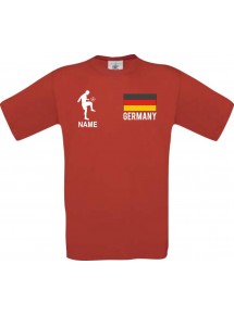 Kinder-Shirt Fussballshirt Germany Deutschland mit Ihrem Wunschnamen bedruckt, rot, 104