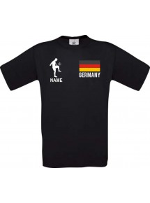 Kinder-Shirt Fussballshirt Germany Deutschland mit Ihrem Wunschnamen bedruckt, schwarz, 104