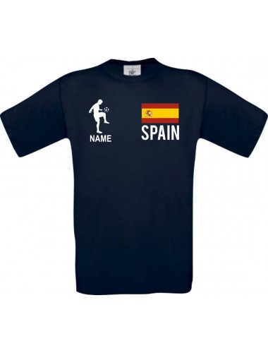 Kinder-Shirt Fussballshirt Spain Spanien mit Ihrem Wunschnamen bedruckt, blau, 104