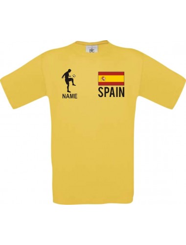Kinder-Shirt Fussballshirt Spain Spanien mit Ihrem Wunschnamen bedruckt, gelb, 104