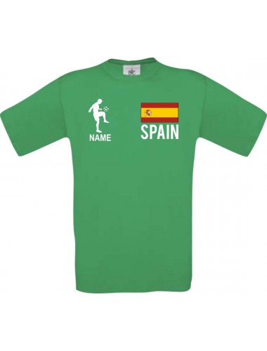 Kinder-Shirt Fussballshirt Spain Spanien mit Ihrem Wunschnamen bedruckt, kellygreen, 104