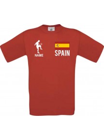 Kinder-Shirt Fussballshirt Spain Spanien mit Ihrem Wunschnamen bedruckt, rot, 104