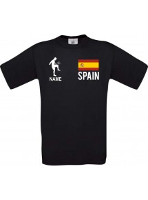 Kinder-Shirt Fussballshirt Spain Spanien mit Ihrem Wunschnamen bedruckt, schwarz, 104