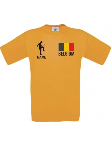 Kinder-Shirt Fussballshirt Belgium Belgien mit Ihrem Wunschnamen bedruckt, orange, 104