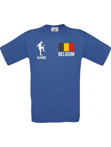 Kinder-Shirt Fussballshirt Belgium Belgien mit Ihrem Wunschnamen bedruckt, royalblau, 104