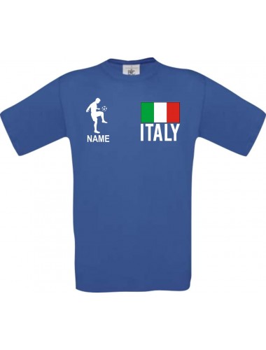 Männer-Shirt Fussballshirt Italy Italien mit Ihrem Wunschnamen bedruckt, royal, L