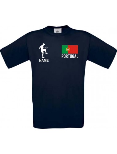 Kinder-Shirt Fussballshirt Portugal mit Ihrem Wunschnamen bedruckt, blau, 104