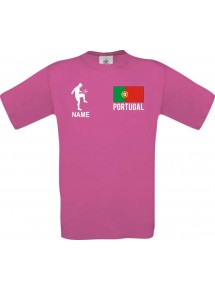 Kinder-Shirt Fussballshirt Portugal mit Ihrem Wunschnamen bedruckt, pink, 104