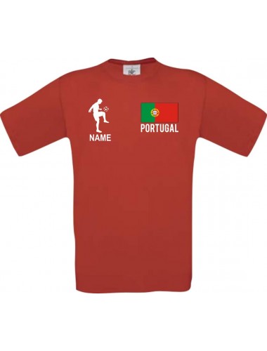 Kinder-Shirt Fussballshirt Portugal mit Ihrem Wunschnamen bedruckt, rot, 104