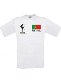 Kinder-Shirt Fussballshirt Portugal mit Ihrem Wunschnamen bedruckt, weiss, 104