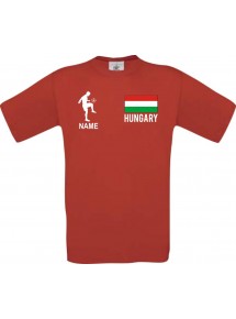Kinder-Shirt Fussballshirt Hungary Ungarn mit Ihrem Wunschnamen bedruckt, rot, 104
