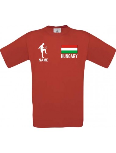 Kinder-Shirt Fussballshirt Hungary Ungarn mit Ihrem Wunschnamen bedruckt, rot, 104