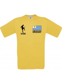 Kinder-Shirt Fussballshirt Uruguay mit Ihrem Wunschnamen bedruckt, gelb, 104