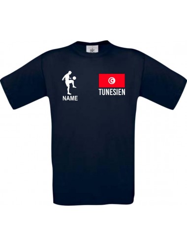 Kinder-Shirt Fussballshirt Tunesien mit Ihrem Wunschnamen bedruckt, blau, 104