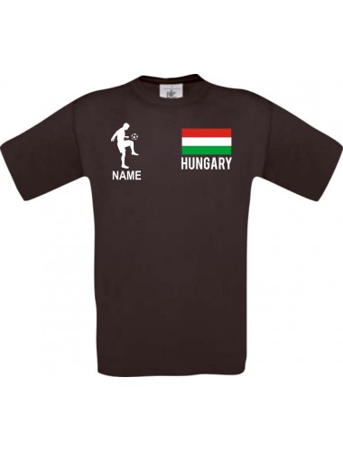 Männer-Shirt Fussballshirt Hungary Ungarn mit Ihrem Wunschnamen bedruckt, braun, L