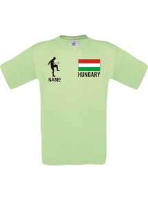 Männer-Shirt Fussballshirt Hungary Ungarn mit Ihrem Wunschnamen bedruckt, mint, L