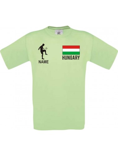 Männer-Shirt Fussballshirt Hungary Ungarn mit Ihrem Wunschnamen bedruckt, mint, L